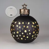 Boltze Kerstbal - Decoratie - XL - Zwart - 35cm - Ø25cm - incl ledlicht - incl. AAA batterij