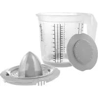 Keeeper - Maatbeker met deksel en Citruspers - Antislip- 1L - 14x15cm - noords grijs