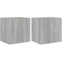 DKD Home Decor Tv-wandmeubelen met LED 2 st 40,5x35x40 cm grijs sonoma eiken