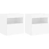 DKD Home Decor Tv-wandmeubels met LED-verlichting 2 st 40x30x40 cm wit