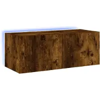 vidaXL Tv-wandmeubel met LED-verlichting 80x35x31 cm gerookt eiken