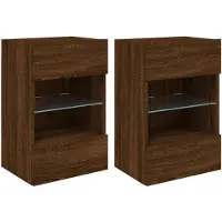 vidaXL Wandkasten met LED-verlichting voor tv 2 st 40x30x60,5 cm bruin eikenkleur