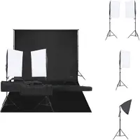 vidaXL Fotostudioset - LED Verlichtingsset - 40 x 60 cm - Flexibel Achtergrondsysteem - Zwart - Fotostudio Set