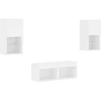 vidaXL 4-delige tv-wandmeubelset met LED-verlichting wit