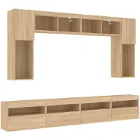 vidaXL 8-delige Tv-wandmeubelset met LED-verlichting sonoma eikenkleur