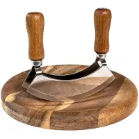 Intirilife kruidenmes met snijplank - kruidenmes 13.5 x 2.4 x 13 cm met kruidenplank 20 x 2.1 cm - mezzaluna buigmes