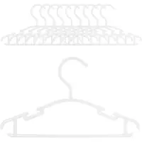 Intirilife 10x kinderkledinghangers van kunststof in wit 25.8 x 15 x 0.3 cm kledinghangers voor baby- en peuterkledinh