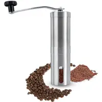 Cadorabo koffiemolen in zilver – handmatige molen voor het malen van koffie uit roestvrij staal handkoffiemolen