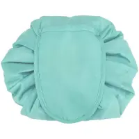 Intirilife make-up tasje in hemelsblauw, ronde one step toilettas met trekkoord om in elkaar te trekken