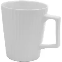 Intirilife koffiekop in wit een inhoud van 400 ml - 12.5 x 7.1 / 9.4 x 10.5 cm - theekopje mok met geribbeld patroon