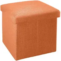 Intirilife opvouwbare kruk zitzak stoel 30 x 30 x 30 cm in oranje mandarini kubus opbergdoos van linnen met deksel