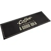 vidaXL Keukenmat wasbaar koffietekst 60x180 cm fluweel