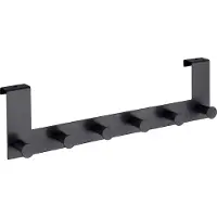SmartaSaker Deurkapstok Celano zwart staal, 39cm breed, met 6 haken - Deurgarderobe - Hakenlijst deur - Voor opdekdeuren 2cm dik