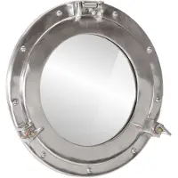vidaXL - Wandspiegel - patrijspoort - Ø38 - cm aluminium - en - glas