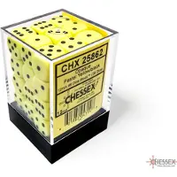 Chessex Opaque Pastel Yellow/black D6 12mm Dobbelsteen Set (36 stuks)