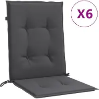 vidaXL Stoelkussens 6 st lage rug 100x50x4 cm stof gemêleerd antraciet