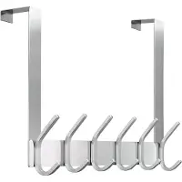 TOJ 12 Haaks Deurkapstok - 43CM - Kapstok - Handdoekrek - Stijlvol en Stevig RVS Materiaal - Zilver