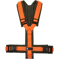 AnnyX hondentuig-harnas- Y-tuig-OLIJFGROEN-ORANJE-maat L-geschikt voor borst omtrek 70 tot 86cm-gewicht 26-38kg