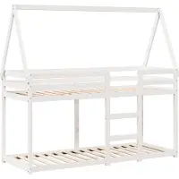 vidaXL Stapelbed met bedhuis massief grenenhout wit 80x200 cm