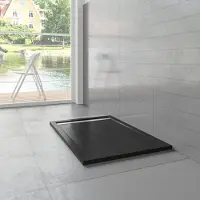 Sanexo Douchebak Mat Zwart Natuursteen Look Daisy Rechthoek 160X80 Polystone (Exclusief Sifon)
