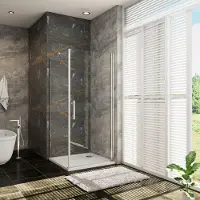 Sanexo Douchecabine Vierkant Holly 100 Draaideur x 100 Vaste Wand 6mm Helder glas Antikalk Chroom