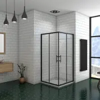 Sanexo Douchecabine Rechthoek Ixia Zwart 90x80x195 Hoekinstap 6Mm Helder Glas Antikalk Mat Zwart