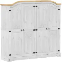 vidaXL Kledingkast Corona wit 194x52x186 cm massief grenenhout