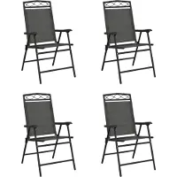 vidaXL Tuinstoelen 4 st inklapbaar staal en textileen gemêleerd grijs