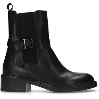 Manfield Zwarte leren chelsea boots met gesp | Maat 37