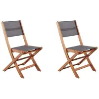 Generique Set van 2 Acacia Grijze Tuinstoelen