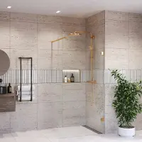 Boss & Wessing Inloopdouche bws portos geborsteld messing goud 110x200 cm helder glas 8 mm nano coating