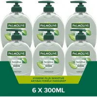 Palmolive Hygiene Plus Sensitive antibacteriële handzeep - 6 x 300ml - Hydrateert en verzorgt de huid - Voordeelverpakking