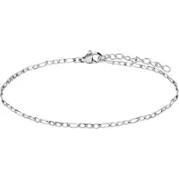 Lucardi Dames Stalen armband figaro 2mm - Armband - Staal - Zilver - 19 cm