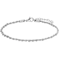 Lucardi Dames Stalen armband koord 2,5mm - Armband - Staal - Zilver - 22 cm