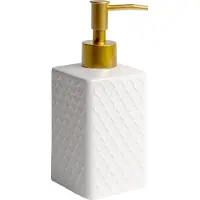 Intirilife zeepdispenser van keramiek in wit met oosters patroon - 290ml inhoud - dispenser voor zeepdispenser handzeepdispenser voor keuken badkamer
