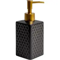 Intirilife zeepdispenser van keramiek in zwart met oosters patroon - 290ml inhoud - dispenser voor zeepdispenser handzeepdispenser voor keuken badkamer