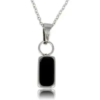 My Bendel - Zilverkleurige Ketting met Onyx Hanger - Elegant en Stijlvol - met Luxe Cadeauverpakking | Sieraden Voor Dames