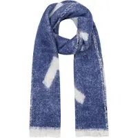 Yehwang Damessjaal - Blauw met witte print - Groot - Langwerpig - 195 x 40 cm