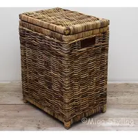 Migo Styling MigoStyling - Wasmand - Rechthoek - Rotan - Riet - Brown - Met deksel - Uitneembare waszak
