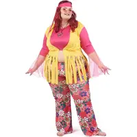 Vegaoo - Groot formaat hippie dameskostuum