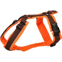 AnnyX Hondentuig - Reflecterend Y-tuig - Bruin/Neonoranje - maat XL - Borstomvang 78-105cm - Gewicht hond 35-80 kg