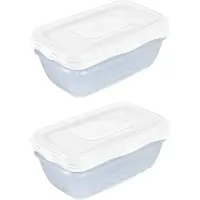 Hega hogar Vershoudbakjes - 6x stuks - 0.9 liter - transparant/wit - L20 x B12 x H8 cm - Mealprep