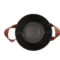 DK Design Plantenpot/bloempot emmer Leather- zink - zwart - D20 x H19 cm