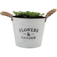 DK Design Plantenpot/bloempot emmer Jardin- zink - wit - D23 x H18 cm