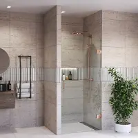 Boss & Wessing Douchedeur BWS Portos Profielloos Geborsteld Brons 60x200 cm Helder Glas 8 mm Nano Coating