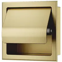 Wiesbaden Rocko Toiletrolhouder Met Klep Inbouw - Geborsteld Messing - RVS - Accessoires, Toilet accessoires, Toiletrolhouders - 8720847405562