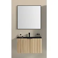Wiesbaden Badkamermeubelset ribbella 100 cm naturel eik mat zwart
