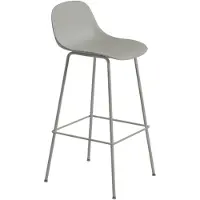 Muuto Fiber Tube Barkruk Met Rugleuning 75 Cm Grijs - Barkrukken Gerecycled Plastic Grey - FIBABTUN03031
