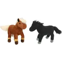 Merkloos Set van 2x stuks pluche dieren paarden knuffels 25 cm - Knuffel boederijdieren
