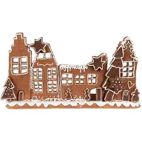 Clayre & Eef Waxinelichthouder Gingerbread house 27x9x15 cm Bruin Kunststof Theelichthouder Bruin Theelichthouder